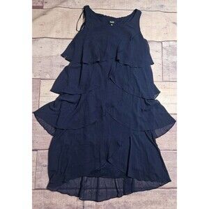 SLNY Womens Size 14W Navy Blue Tiered Dress